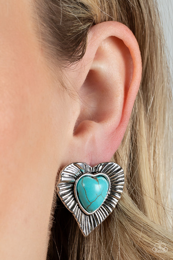 Rustic Romance - Blue Earrings - Paparazzi Accessories