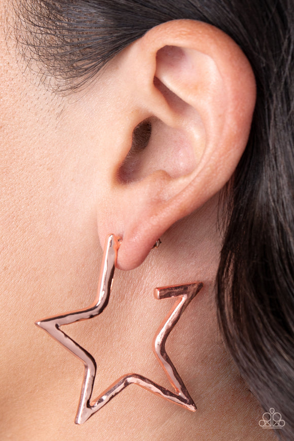 All-Star Attitude - Copper Earrings – Paparazzi Accessories