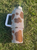 40oz Bling Cow Print Tumbler