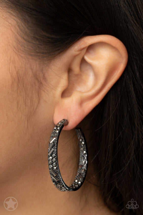 GLITZY By Association - Black Blockbuster Earrings – Paparazzi Accessories