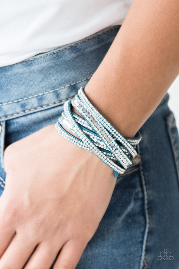Rock Star Attitude - Blue Double Wrap Bracelet – Paparazzi Accessories