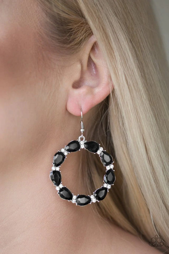 Ring Around The Rhinestones - Black Earrings – Paparazzi Accessories