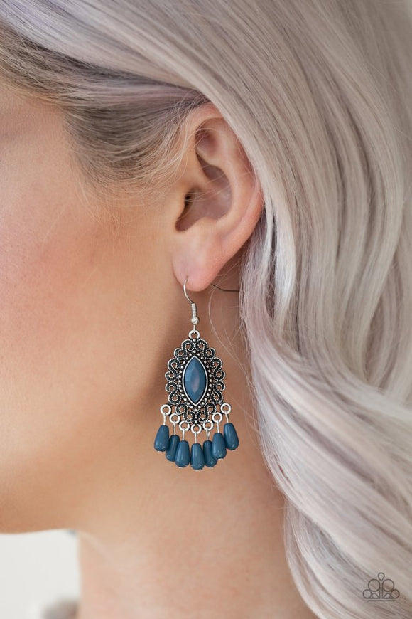 Private Villa - Blue Earrings – Paparazzi Accessories