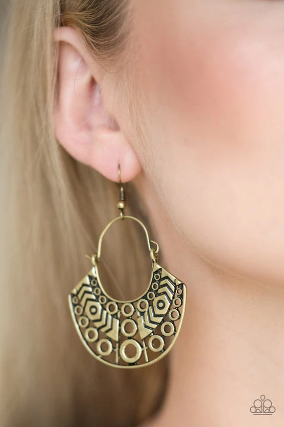 Indigenous Idol - Brass Earrings – Paparazzi Accessories