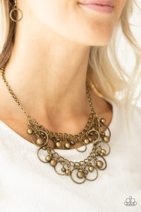 Warning Bells - Brass Necklace - Paparazzi Accessories