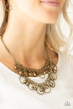 Warning Bells - Brass Necklace - Paparazzi Accessories