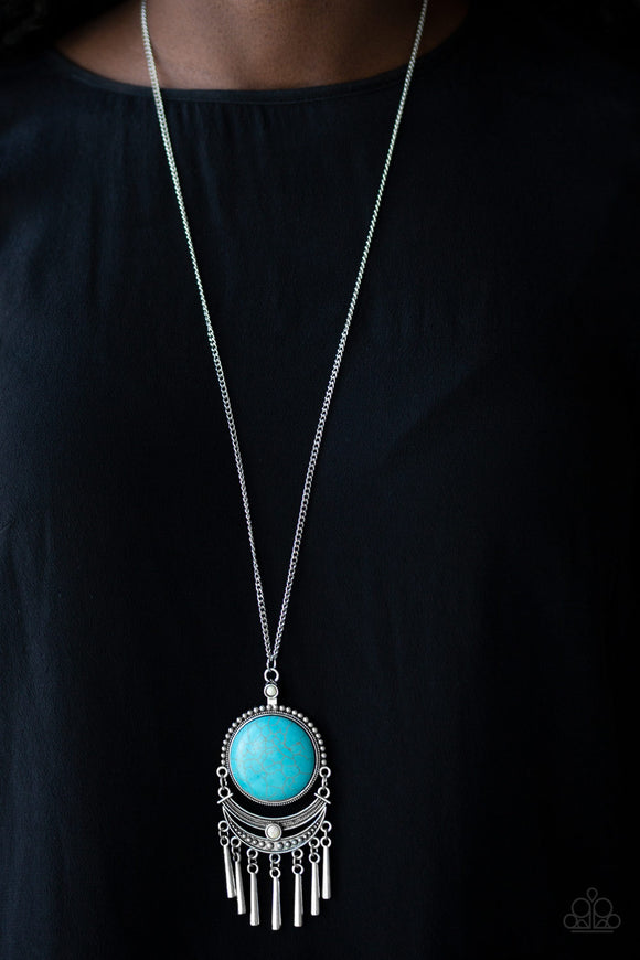 Rural Rustler - Blue Turquoise and White Necklace – Paparazzi Accessories