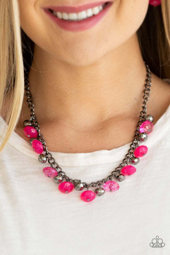 Runway Rebel - Pink Gunmetal Necklace – Paparazzi Accessories
