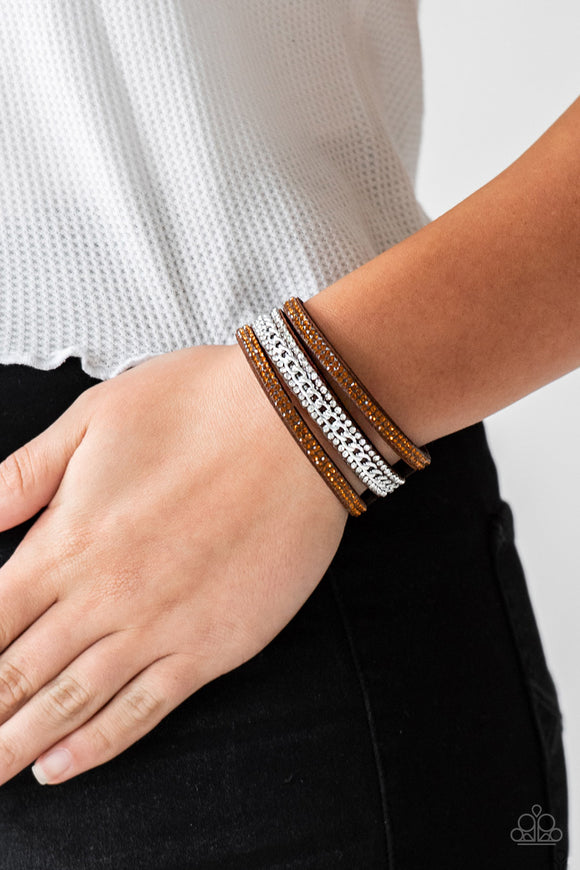 Rollin In Rhinestones - Brown Bracelet – Paparazzi Accessories