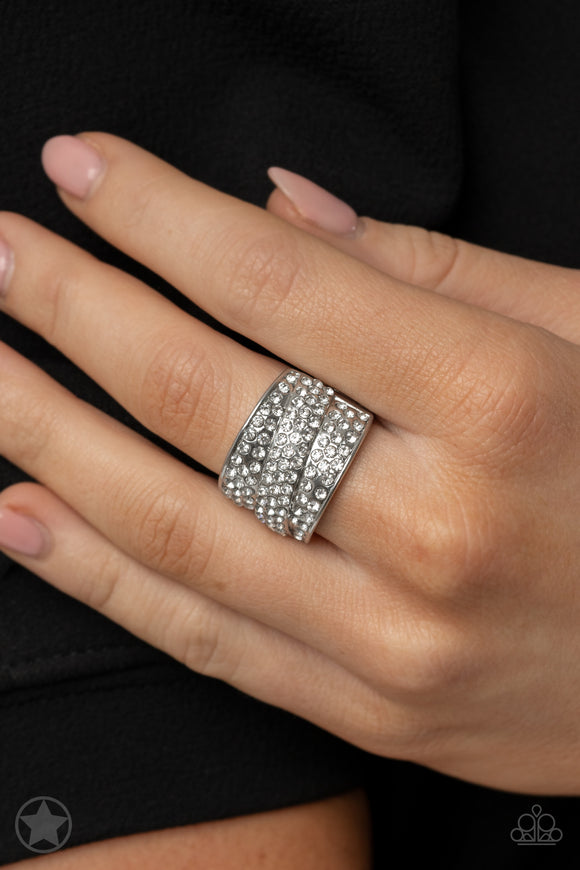 The Millionaires Club - White Blockbuster Ring - Paparazzi Accessories