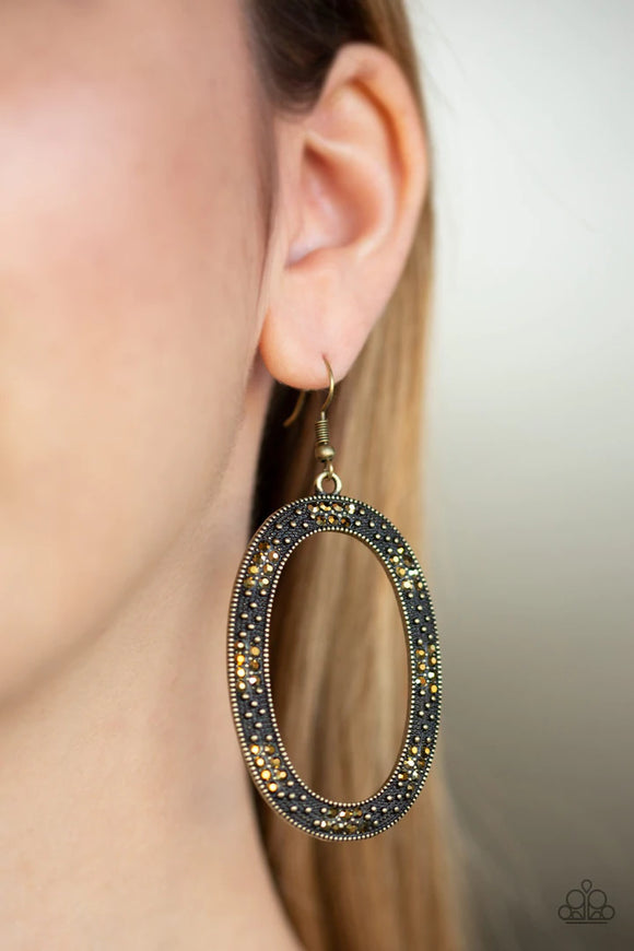 Rhinestone Rebel - Brass Earrings – Paparazzi Accessories