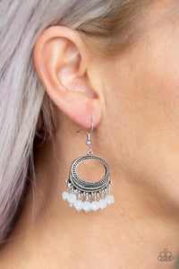 Happy Days - White Earrings – Paparazzi Accessories
