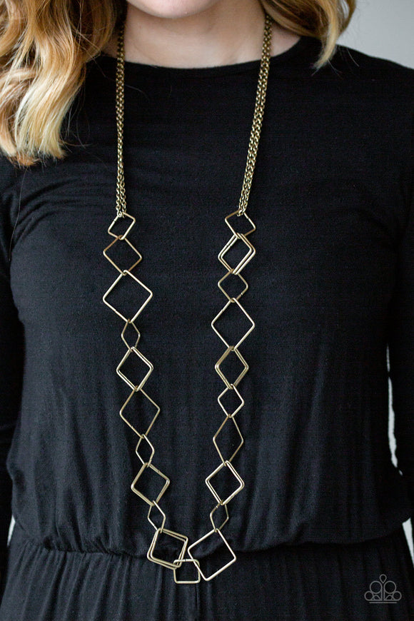 Backed Into A Corner - Brass Necklace – Paparazzi Accessories