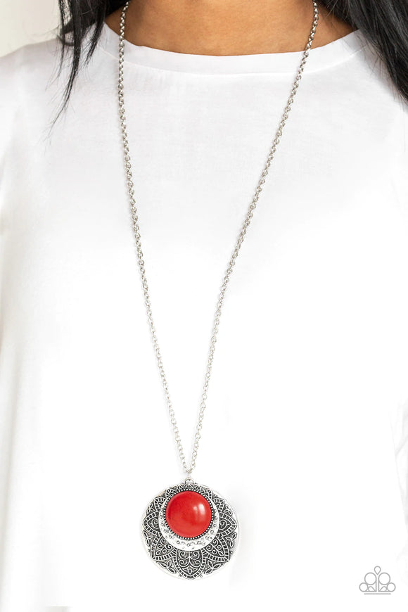 Medallion Meadow - Red Necklace – Paparazzi Accessories