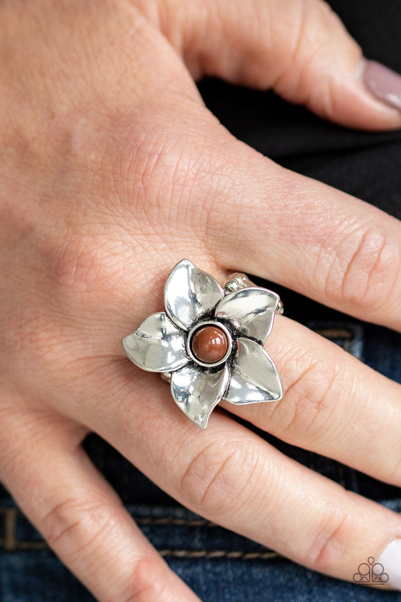 Ask For Flowers - Brown Ring – Paparazzi Accessories