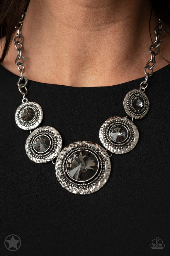 Global Glamour - Silver Hematite Blockbuster Necklace - Paparazzi Accessories