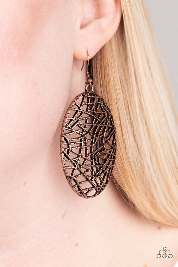 Way Out of Line - Copper Earrings – Paparazzi Accessories