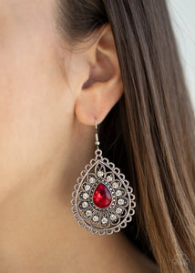 Eat, Drink, and BEAM Merry - Red Earrings – Paparazzi Accessories