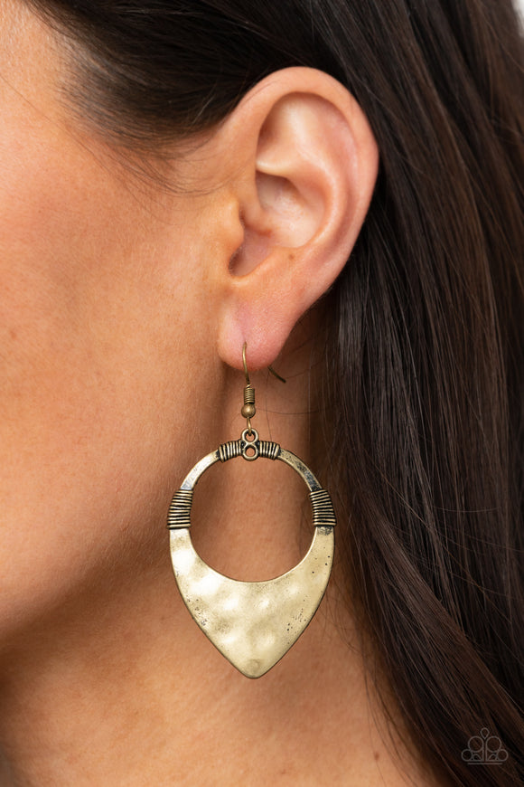Instinctively Industrial - Brass Earrings – Paparazzi Accessories
