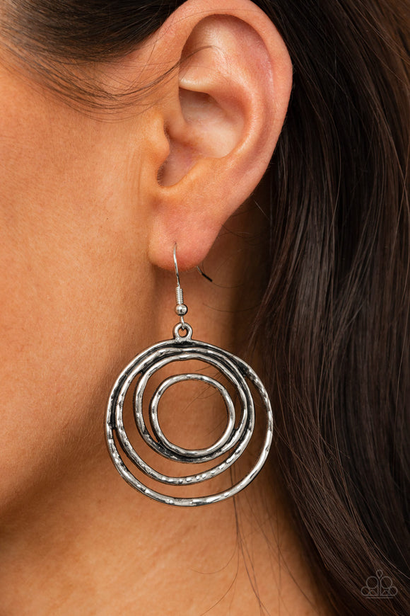 Spiraling Out of Control - Silver Earrings – Paparazzi Accessories