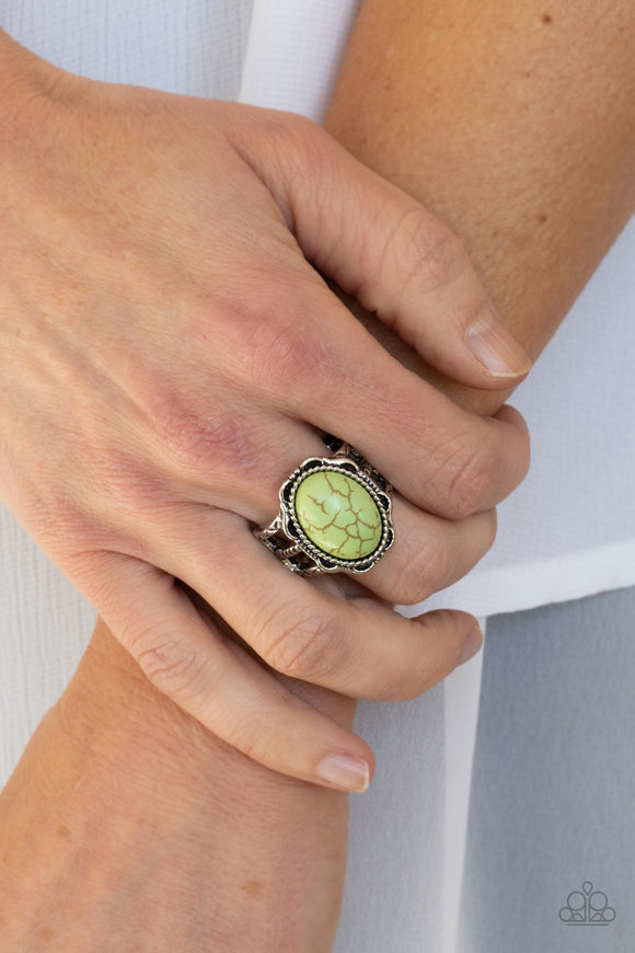 Flowering Dunes - Green Ring – Paparazzi Accessories