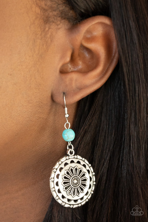 Flowering Frontiers - Blue Earrings - Paparazzi Accessories