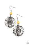 Flowering Frontiers  - Yellow Earrings – Paparazzi Accessories