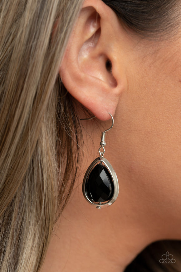 Drop-Dead Duchess - Black & Silver Earrings – Paparazzi Accessories