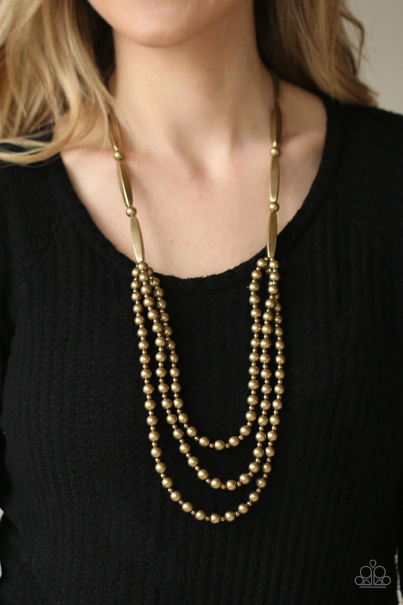  Beaded Beacon - Brass Necklace – Paparazzi Accessories   