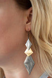 Danger Ahead - Gunmetal and Gold Earrings – Paparazzi Accessories