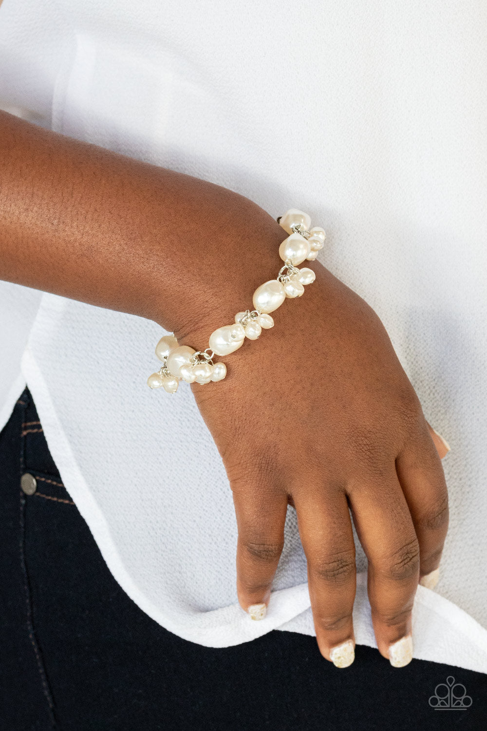 White pearl bracelet deals paparazzi