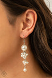 Ageless Applique - White Earrings - Paparazzi Accessories