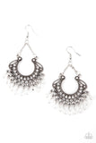 GLOW Down In Flames - White Earrings – Paparazzi Accessories