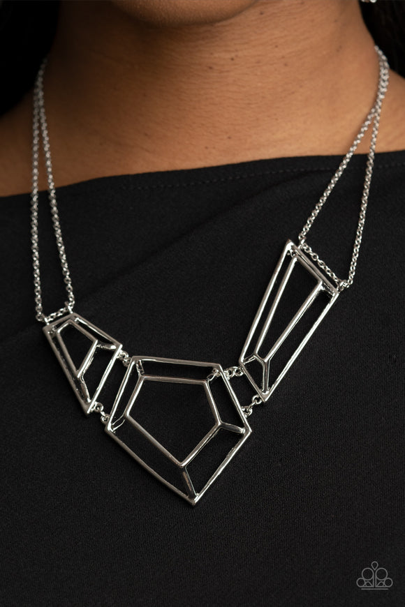 3-D Drama - Silver Necklace – Paparazzi Accessories
