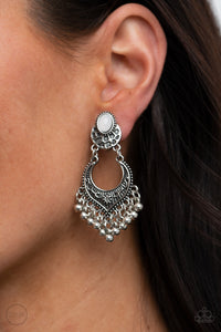 Summery Gardens - White Earrings – Paparazzi Accessories
