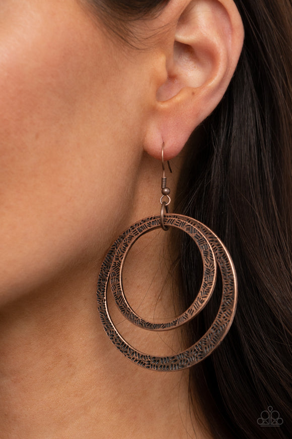 Rounded Out - Copper Earrings - Paparazzi Accessories