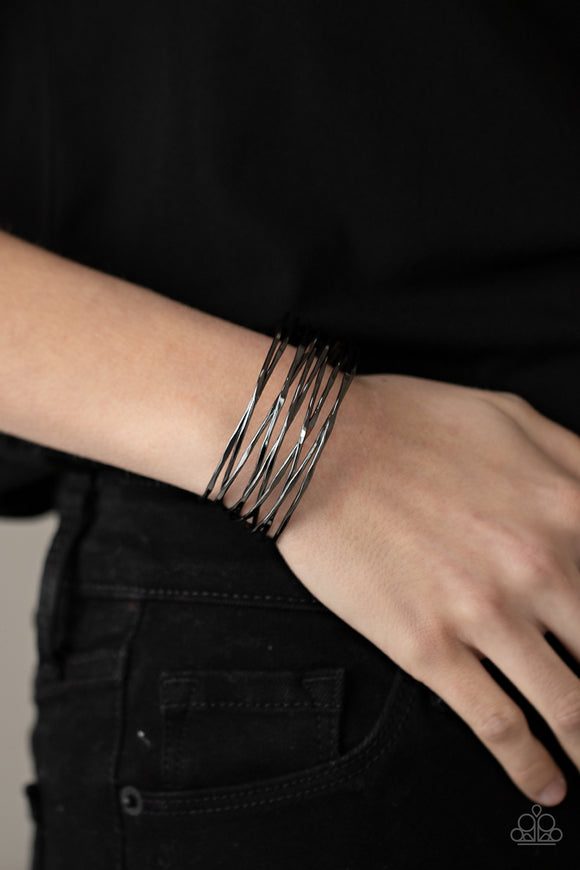 Nerves of Steel - Black Bracelet – Paparazzi Accessories 