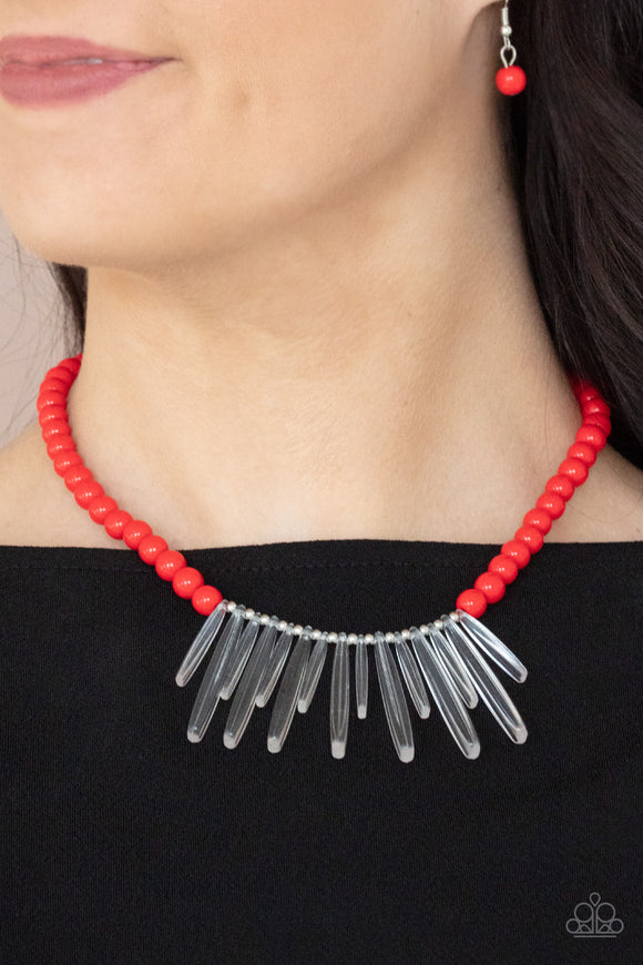 Icy Intimidation - Red Necklace – Paparazzi Accessories