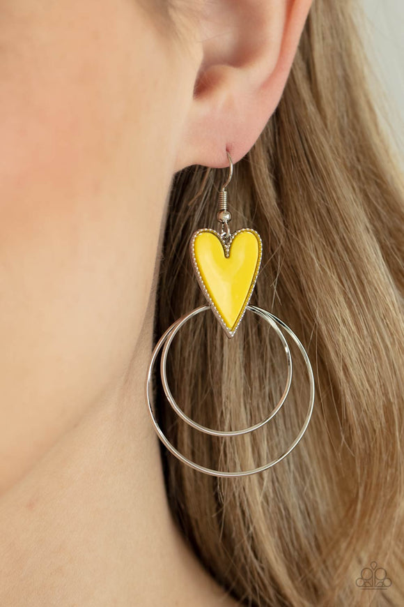 Happily Ever Hearts - Yellow Earrings – Paparazzi Accessories