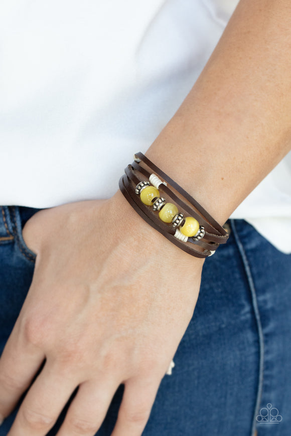 Homespun Radiance - Yellow Bracelet – Paparazzi Accessories