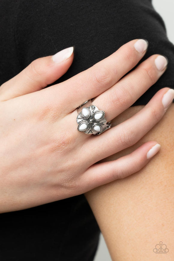 Badlands Bouquet - White Ring – Paparazzi Accessories