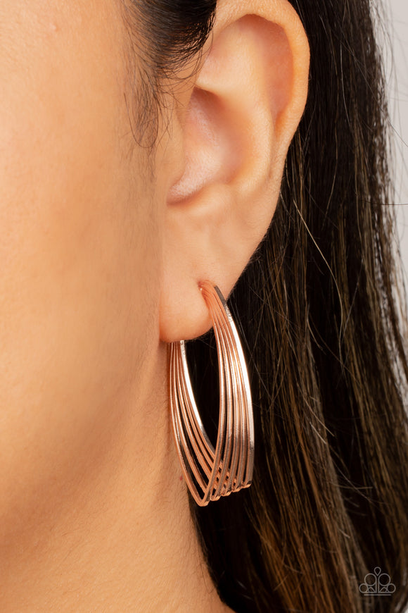 Industrial Illusion - Rose Gold Earrings – Paparazzi Accessories