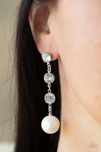 Yacht Scene - White Earrings – Paparazzi Accessories