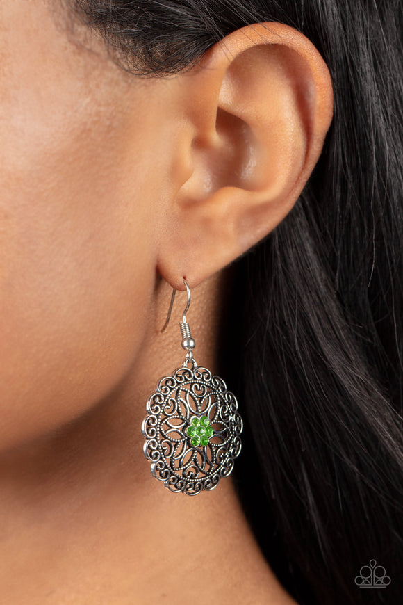 Flower Shop Sparkle - Green Earrings – Paparazzi Accessories