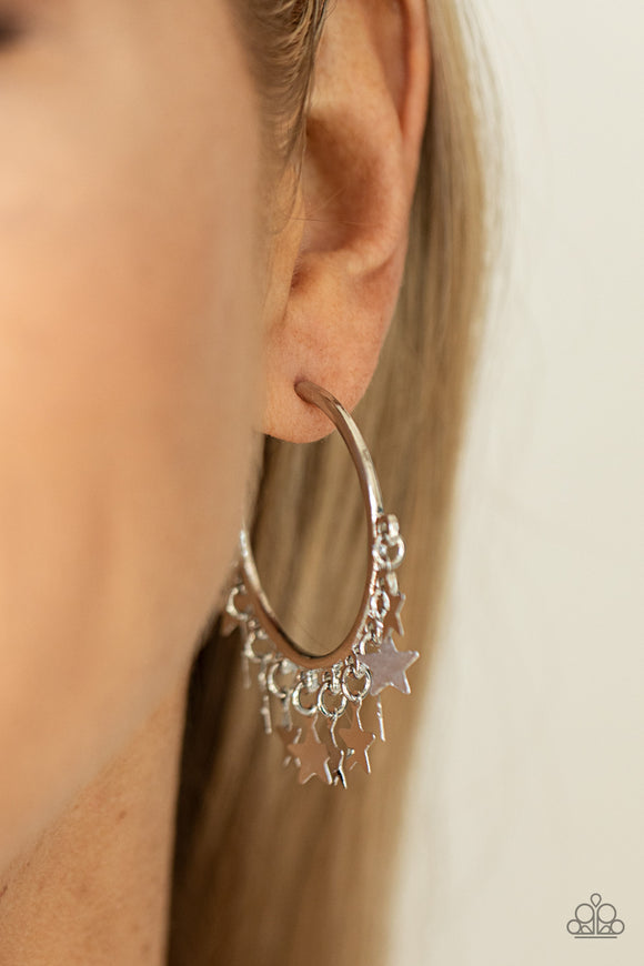 Happy Independence Day - Silver Earrings – Paparazzi Accessories