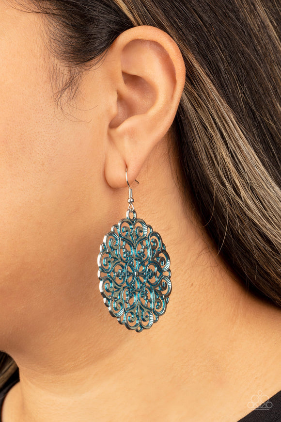 MANDALA Effect - Blue Earrings - Paparazzi Accessories