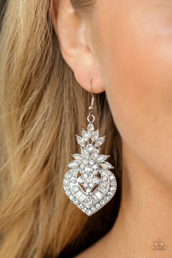 Royal Hustle - White Earrings – Paparazzi Accessories