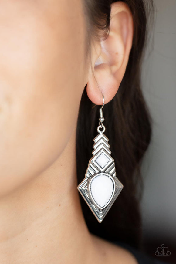 Stylishly Sonoran - White Earrings – Paparazzi Accessories