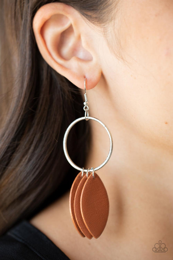 Leafy Laguna - Brown Earrings – Paparazzi Accessories