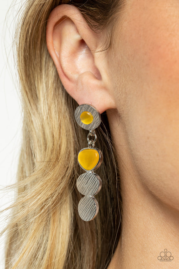 Asymmetrical Appeal - Yellow Earrings – Paparazzi Accessories